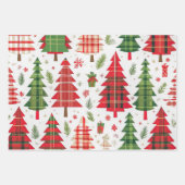 Whimsical Weihnachtsbaumen Kariertes Muster Geschenkpapier Set (Vorderseite)