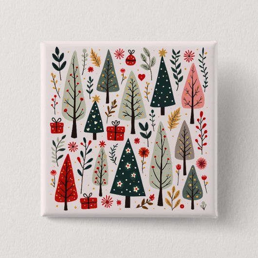 Whimsical Weihnachtsbaumwald Button (Vorderseite)