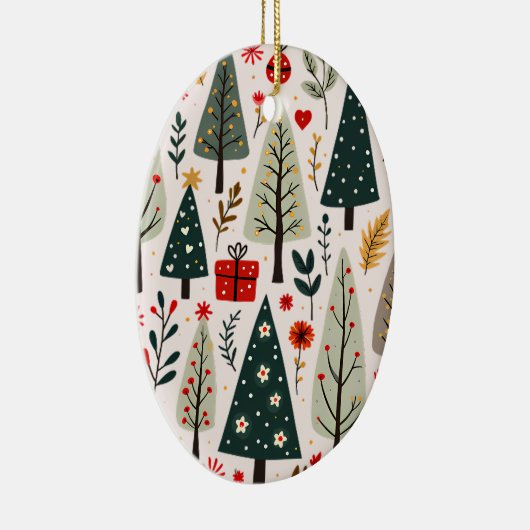 Whimsical Weihnachtsbaumwald Keramik Ornament (Rechts)