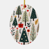 Whimsical Weihnachtsbaumwald Keramik Ornament (Vorne)