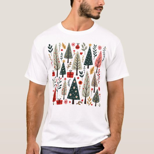 Whimsical Weihnachtsbaumwald T-Shirt (Vorderseite)