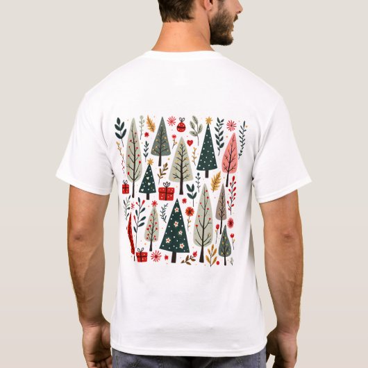 Whimsical Weihnachtsbaumwald T-Shirt (Rückseite)