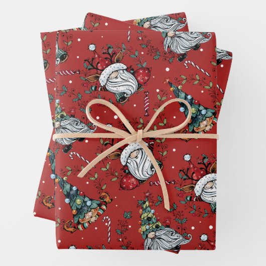 Whimsical Weihnachtsgnomes Geschenkpapier Set (Beispiel)