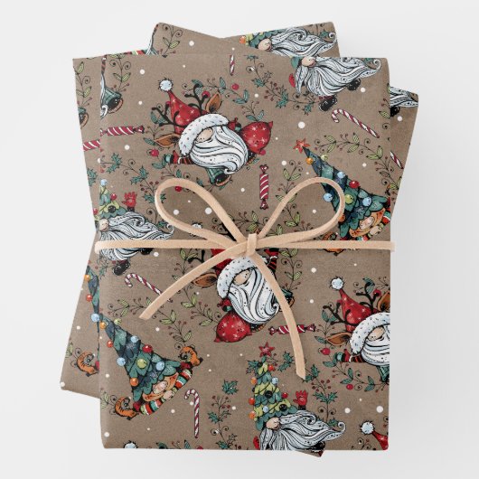 Whimsical Weihnachtsgnomes Geschenkpapier Set (Beispiel)