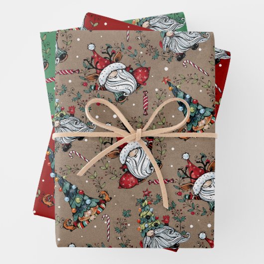 Whimsical Weihnachtsgnomes Geschenkpapier Set (Beispiel)