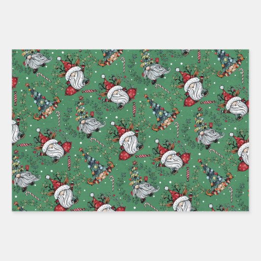 Whimsical Weihnachtsgnomes Geschenkpapier Set (Vorderseite)