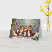 Whimsical Weihnachtshörnchen Delight Karte (Gelbe Blume)