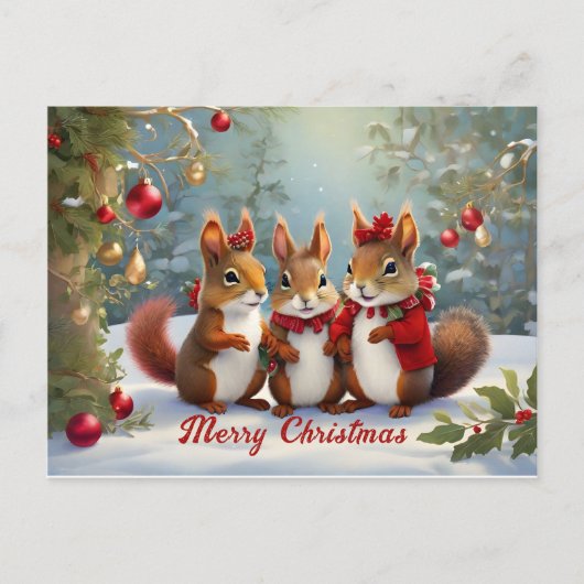 Whimsical Weihnachtshörnchen Delight Postkarte (Vorderseite)