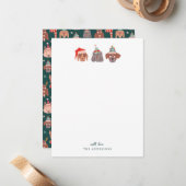 Whimsical Weihnachtshunde Grün Mitteilungskarte (Vorderseite/Rückseite Beispiel)