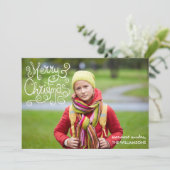 Whimsical Weihnachtskalligraphie Swirf Ihr Foto Feiertagskarte (Stehend Vorderseite)