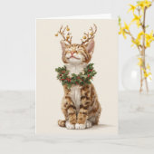 Whimsical Weihnachtskatze Karte (Gelbe Blume)