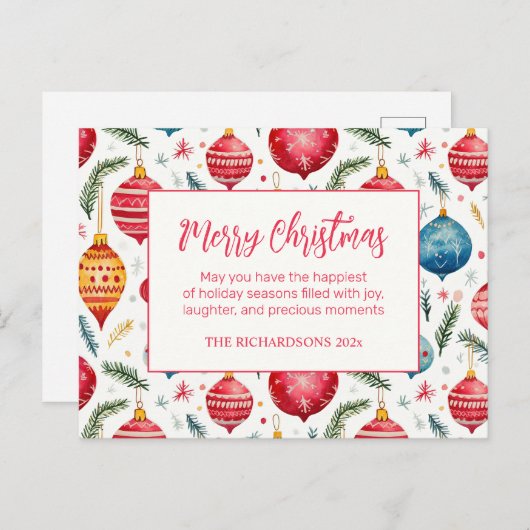 Whimsical Weihnachtsschmuck Vintag Feiertagspostkarte (Vorne/Hinten)