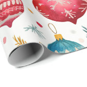 Whimsical Weihnachtsschmuck Vintag Geschenkpapier (Rolleneckpunkt)