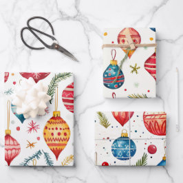 Whimsical Weihnachtsschmuck Vintag Geschenkpapier Set