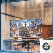 Whimsical Weihnachtszug Fensterheber Fensteraufkleber (Café-Fenster)