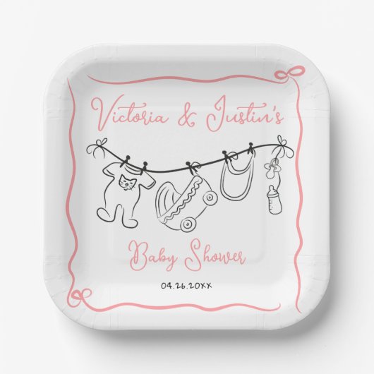 Whimsical Welcome Baby Dusche Pappteller (Vorderseite)