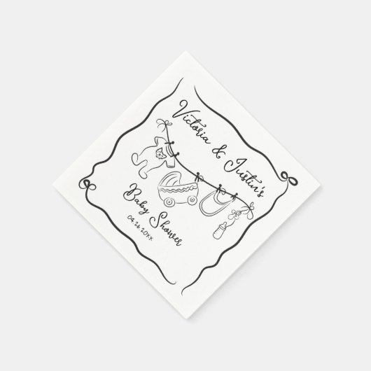 Whimsical Welcome Baby Dusche Serviette (Ecke)