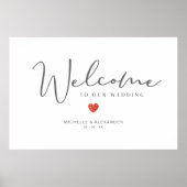 Whimsical Welcome Guests Wedding Red Heart Sign Poster (Vorne)