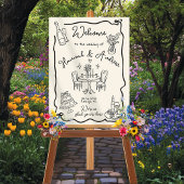 Whimsical Welcome Wedding Wavy Frame Bug Poster