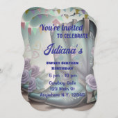 Whimsical Western Stiefel mit Blumenarm Einladung (Vorne/Hinten)