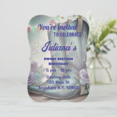 Whimsical Western Stiefel mit Blumenarm Einladung (Stehend Vorderseite)