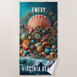 WHIMSICAL WHACKACKY STEAMPUNK SCALLOP MUSCHEL AUF  STRANDTUCH