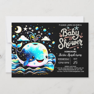 Whimsical Whale Blue Boy Baby Dusche Einladung