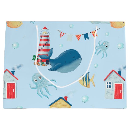 Whimsical Whale Große Geschenktüte (Vorderseite)