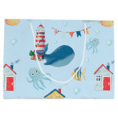 Whimsical Whale Große Geschenktüte (Rückseite)