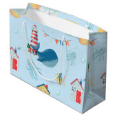 Whimsical Whale Große Geschenktüte (Rückseite Schrägansicht)