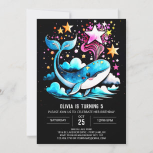 Whimsical Whale Ocean Girl Birthday Einladung
