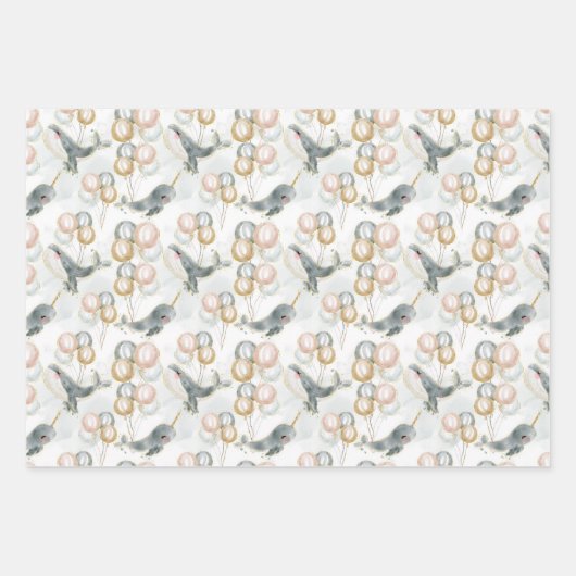 Whimsical Whale Ocean Party Geschenke Geschenkpapier Set (Vorderseite 3)