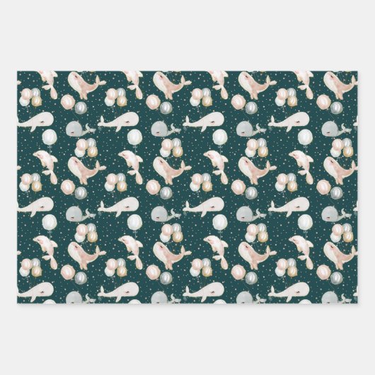 Whimsical Whale Ocean Sea Party gibt Dekoration Geschenkpapier Set (Vorderseite 3)