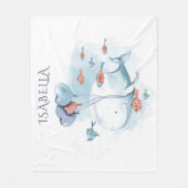 Whimsical Whale und Fische Personalisiert Fleecedecke (Vorderseite)