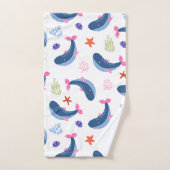 Whimsical Whales and Coral Seamless Pattern Badhandtuch Set (Handtuch)
