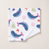 Whimsical Whales and Coral Seamless Pattern Badhandtuch Set (Waschlappen)