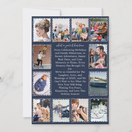 Whimsical What a Year Foto Collage Weihnachten Karte (Rückseite)