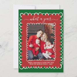 Whimsical What a Year Foto Collage Weihnachten Karte