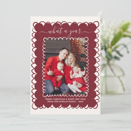 Whimsical What a Year Foto Collage Weihnachten Karte (Stehend Vorderseite)
