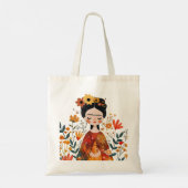 Whimsical Whimsical Niedlich Frida Kahlo Illustrat Tragetasche (Rückseite)