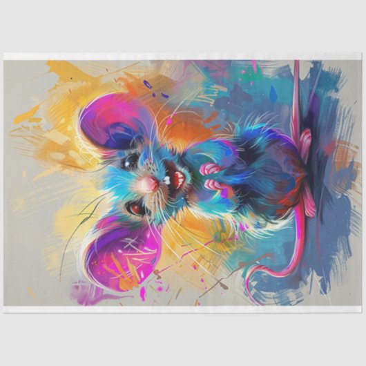 Whimsical Whiskers Abstrakt Mouse Decoupage Seidenpapier (Vorderseite)