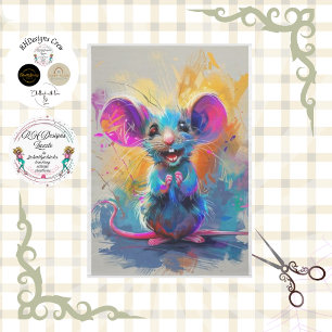 Whimsical Whiskers Abstrakt Mouse Decoupage Seidenpapier