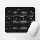 Whimsical White 2027 Kalender auf Schwarz Mousepad (Mit Mouse)