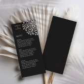 Whimsical White and Black Blüh Wedding Menu Menükarte