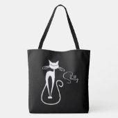 Whimsical White Cat Personal Black Tasche (Rückseite)