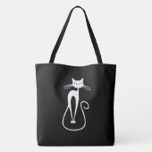 Whimsical White Cat Tote Bag Tasche (Rückseite)