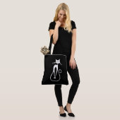Whimsical White Cat Tote Bag Tasche (Am Model)