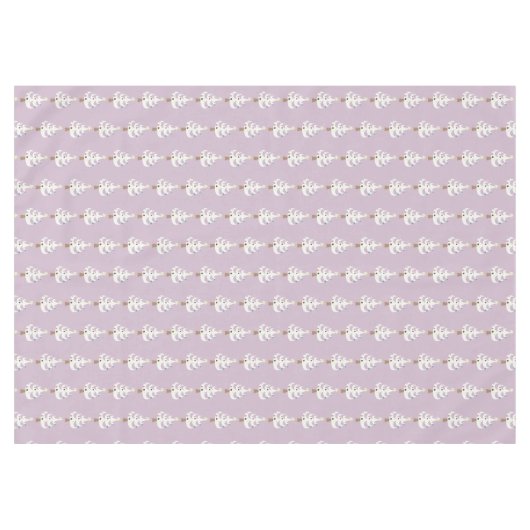 Whimsical White Christmas Trees auf Lila Tischdecke (Vorderseite (Horizontal))