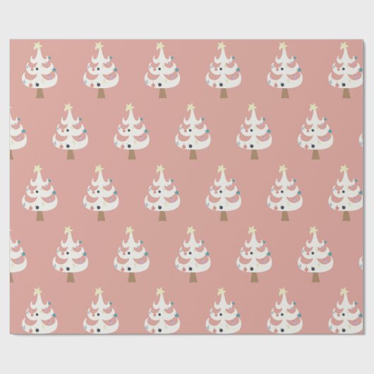Whimsical White Christmas Trees Geschenkpapier (Flach)