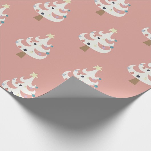 Whimsical White Christmas Trees Geschenkpapier (Ecke)